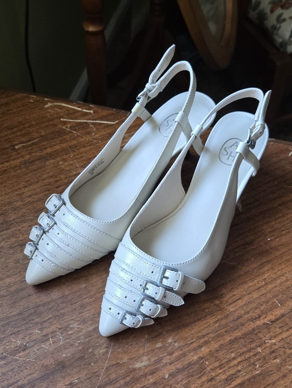 ASH Leather Slingback Kitten Heels